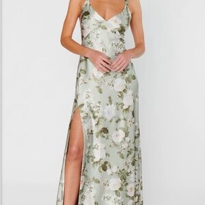 Show Me Your MuMu Floral Maxi Dress in Green and White
